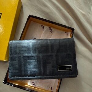 Fendi Black zucca wallet W/ box